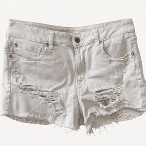 American Eagle Outfitters White Ripped Jean Shorts